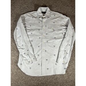 Polo Ralph Lauren Shirt Men M Blue White Stripe Button Up Skull Oars Classic Fit